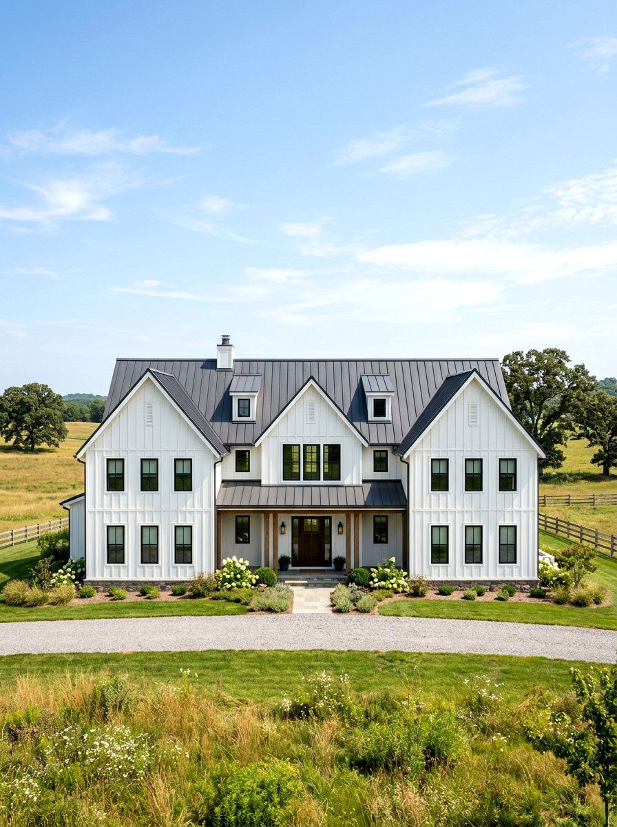 Symmetrical Gable Roofs - 30 modern farmhouse exterior ideas