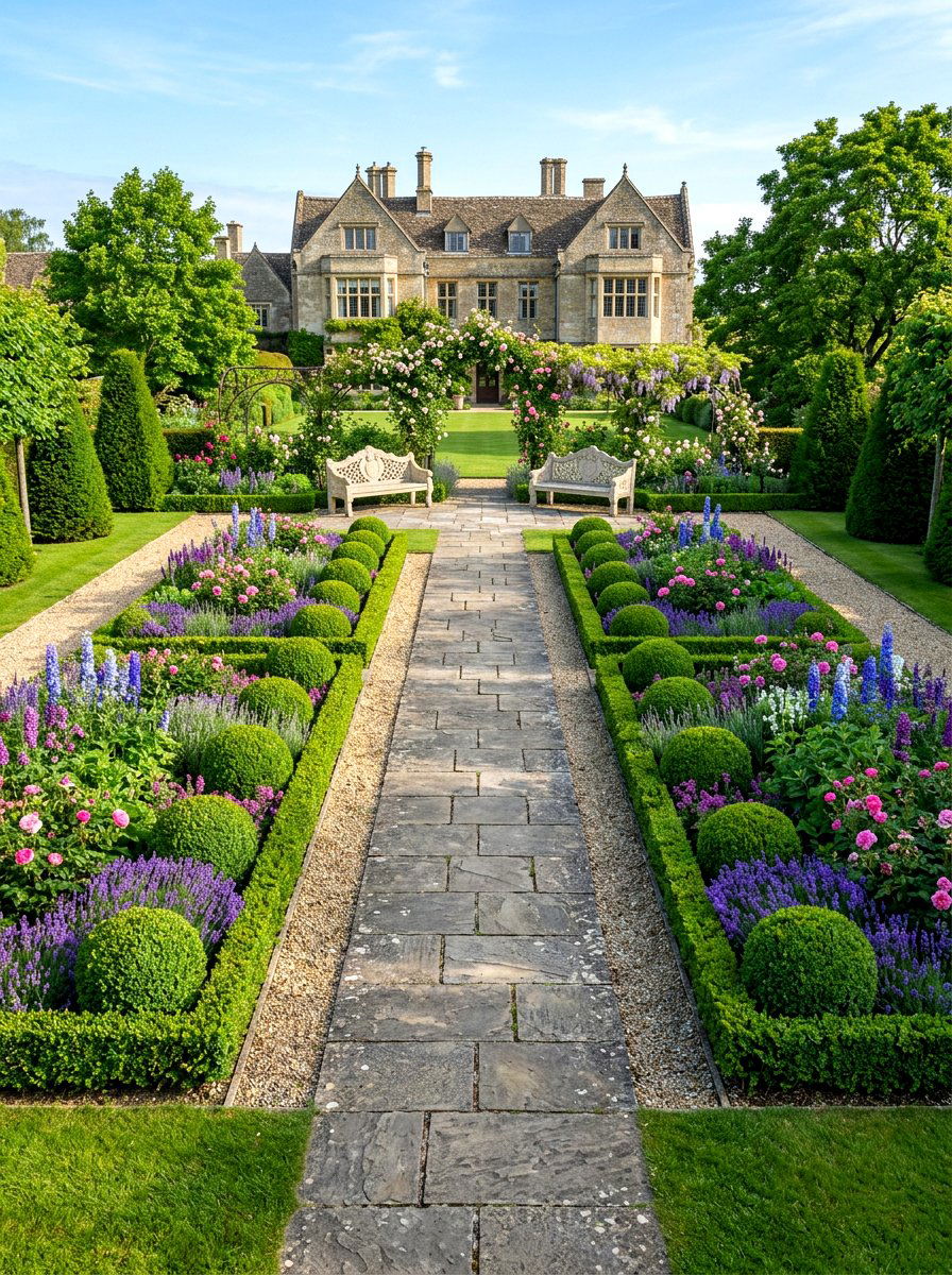 Symmetrical Garden Layout - 30 quiet luxury backyard ideas