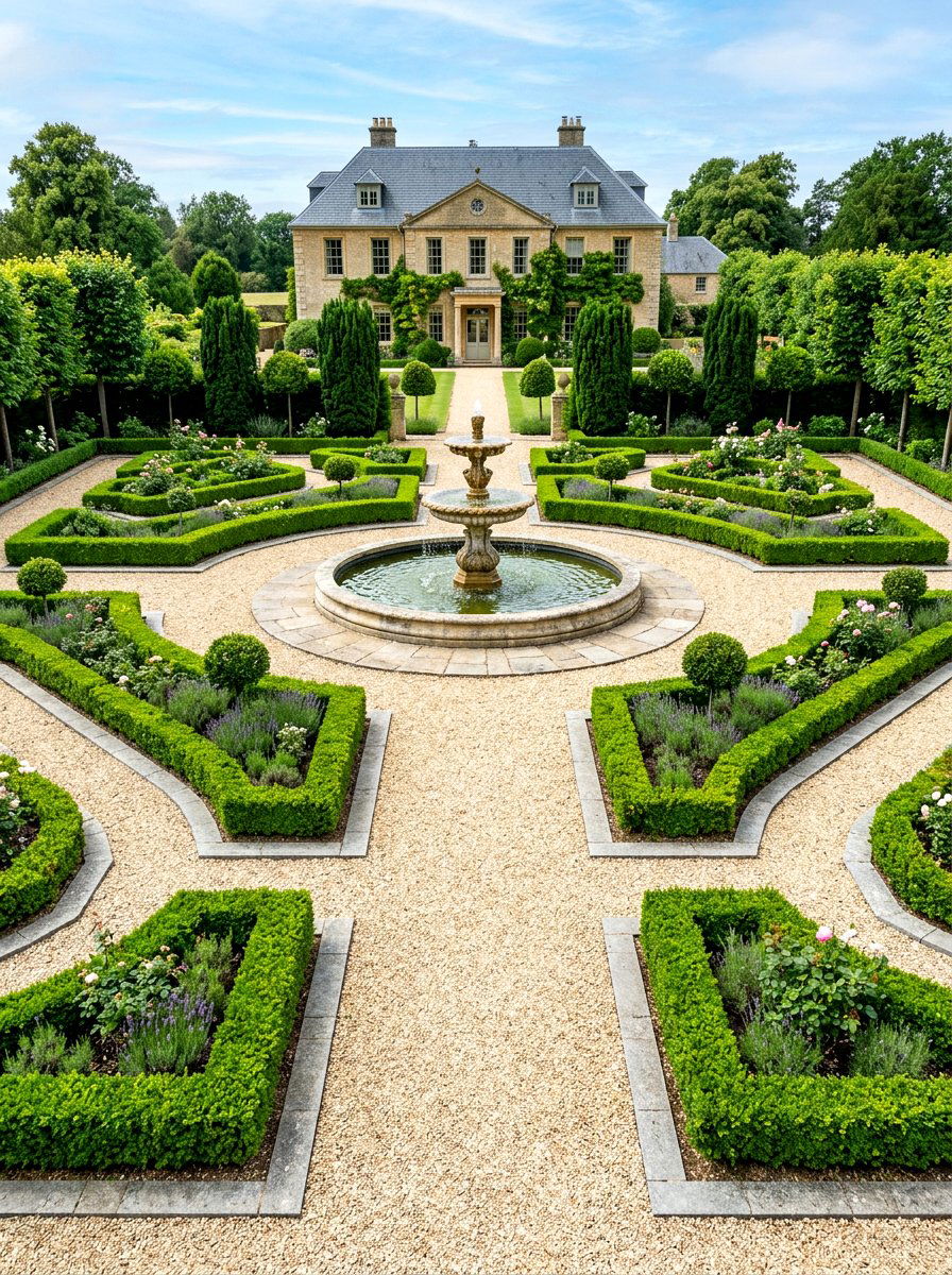 Symmetrical Gravel Layout - 30 gravel courtyard ideas