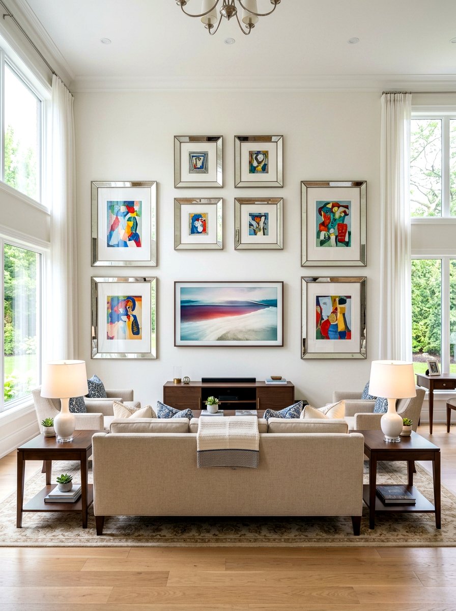 Symmetrical Living Room Gallery - 30 family photo wall ideas