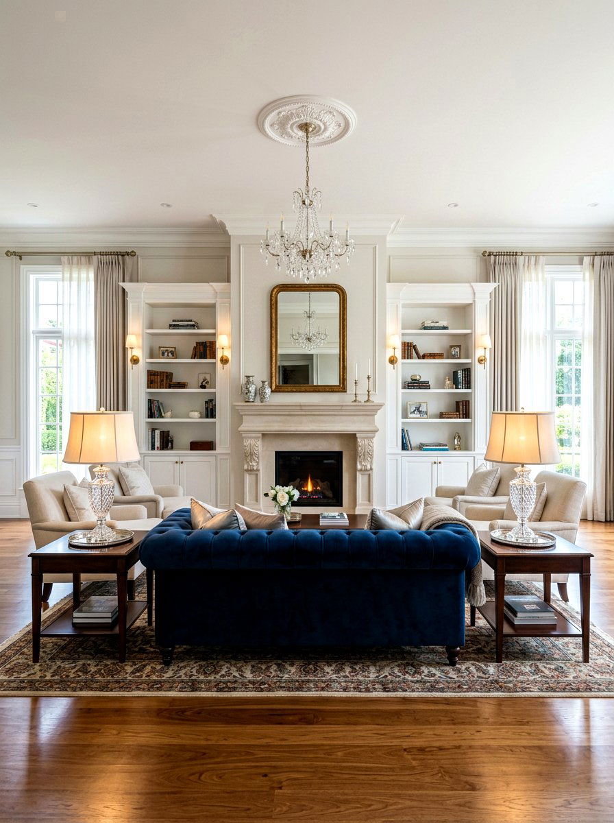 Symmetrical Living Room Lighting - 30 lamp lit living room ideas