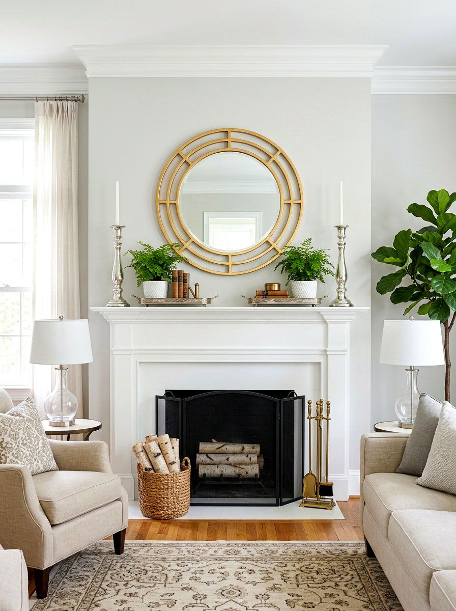Symmetrical Mantel Decor - 30 traditional fireplace mantel ideas