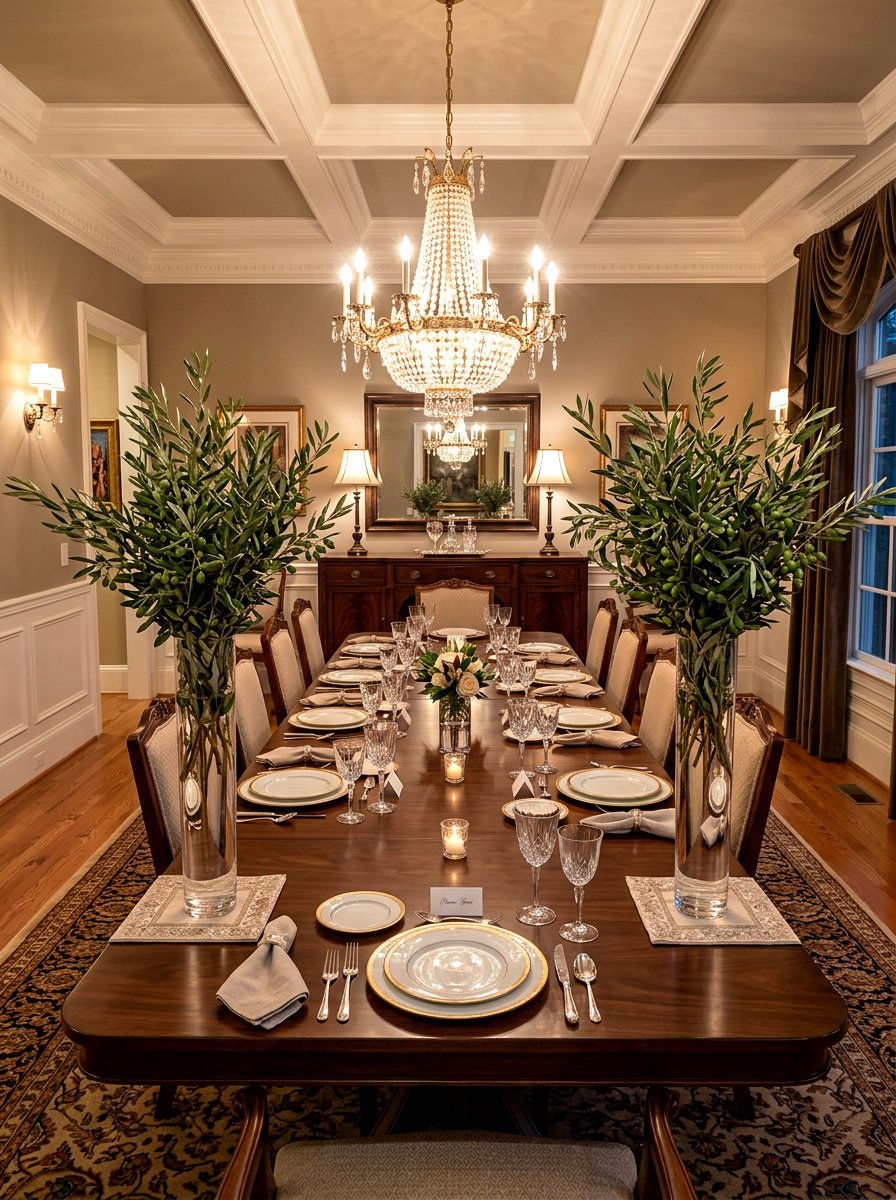 Symmetrical Olive Branch Vases - 30 olive branch centerpiece ideas