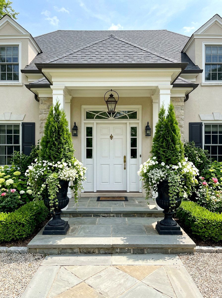 Symmetrical Planter Arrangement - 30 front entry landscaping ideas
