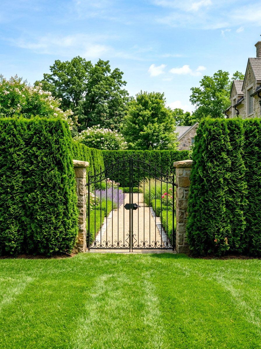 Symmetrical Privacy Hedge Perimeter - 30 symmetrical front yard ideas