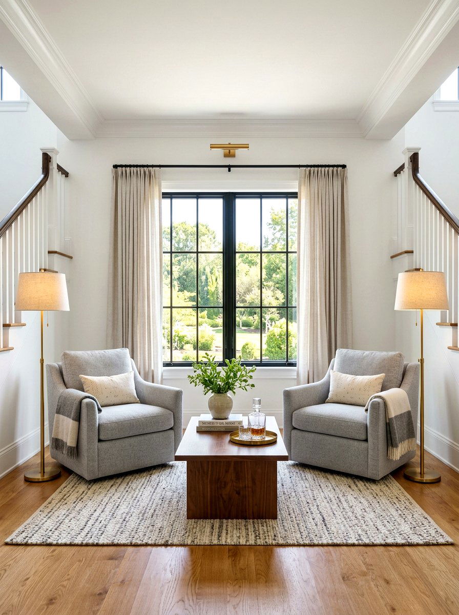 Symmetrical Seating Landing - 30 landing reading nook ideas