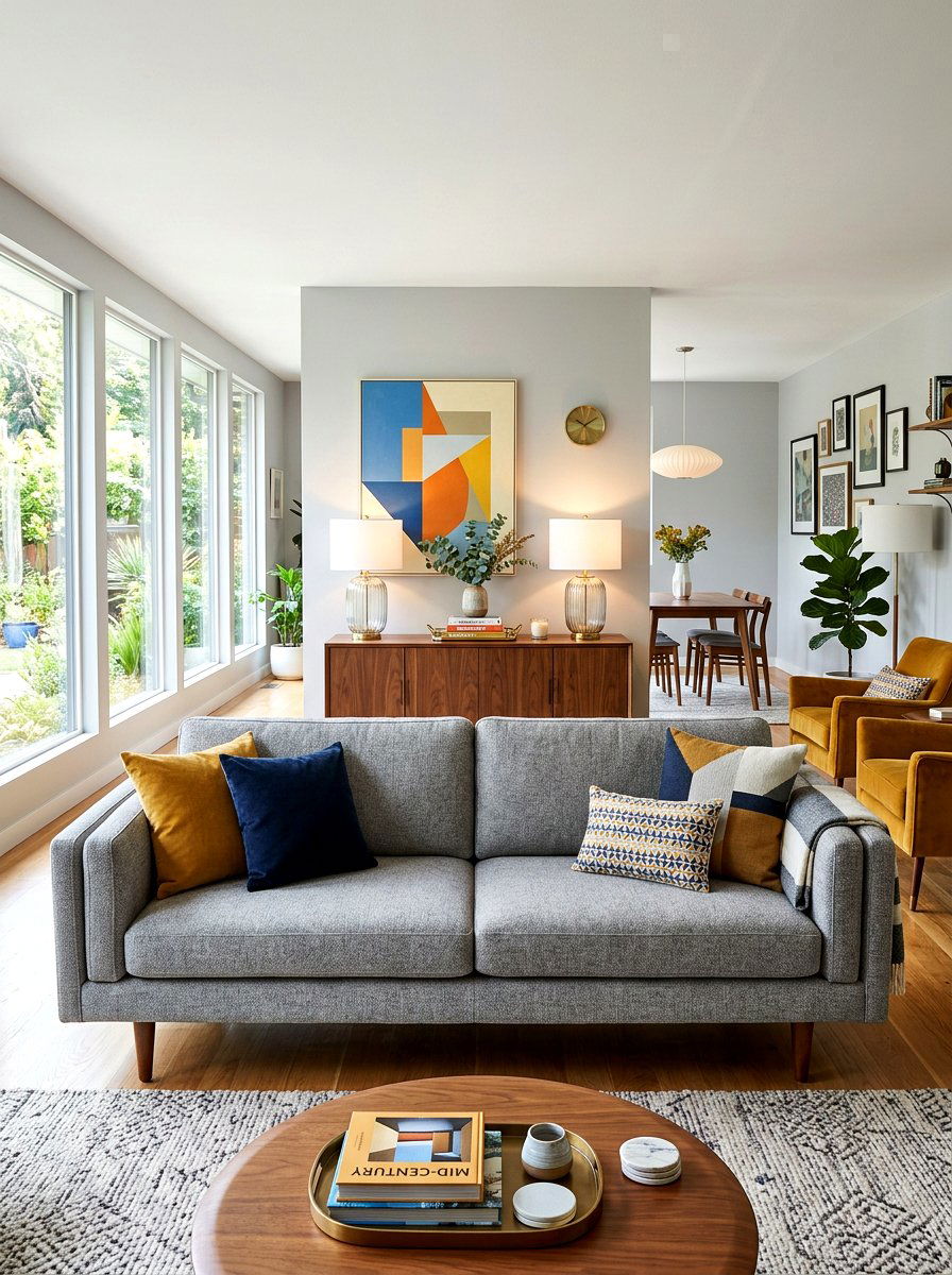 Symmetrical Table Lamps - 30 behind sofa decor ideas