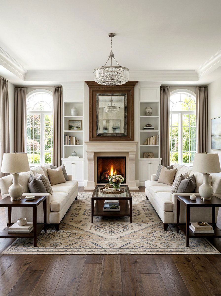 Symmetrical Transitional Living Room - 30 transitional living room ideas