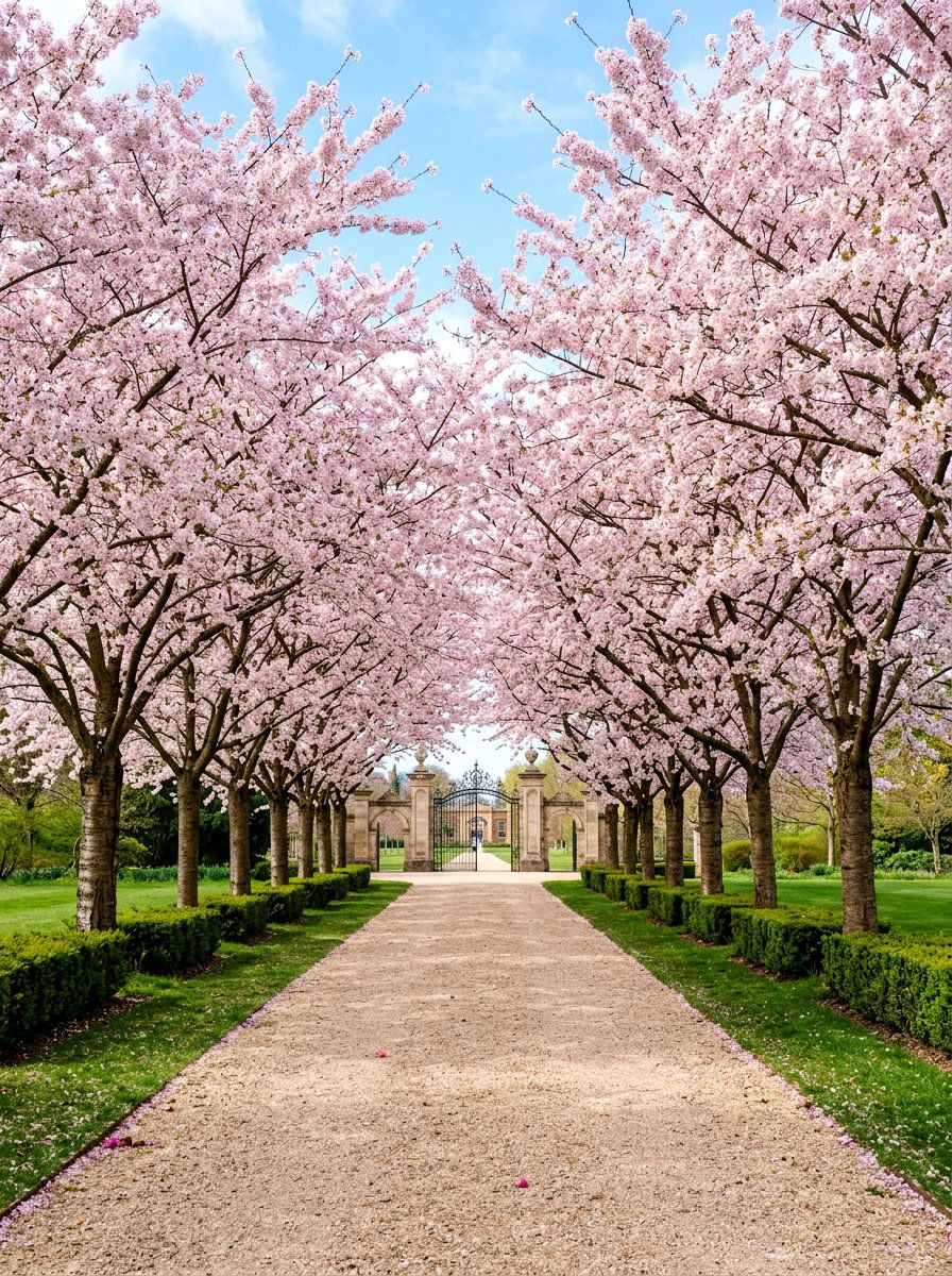 Symmetrical Tree Allee Walkway - 30 symmetrical front yard ideas