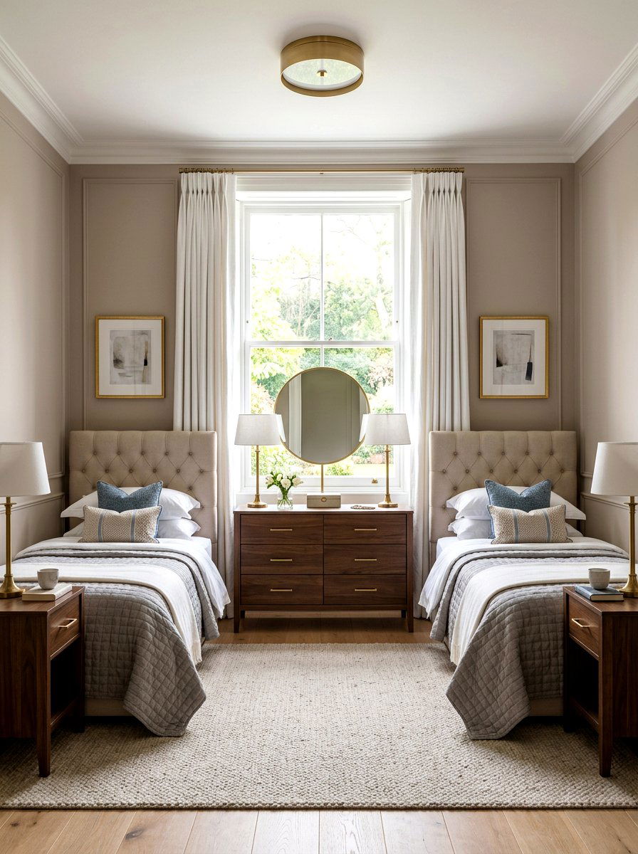 Symmetrical Twin Bed Room - 30 shared sibling room decor ideas
