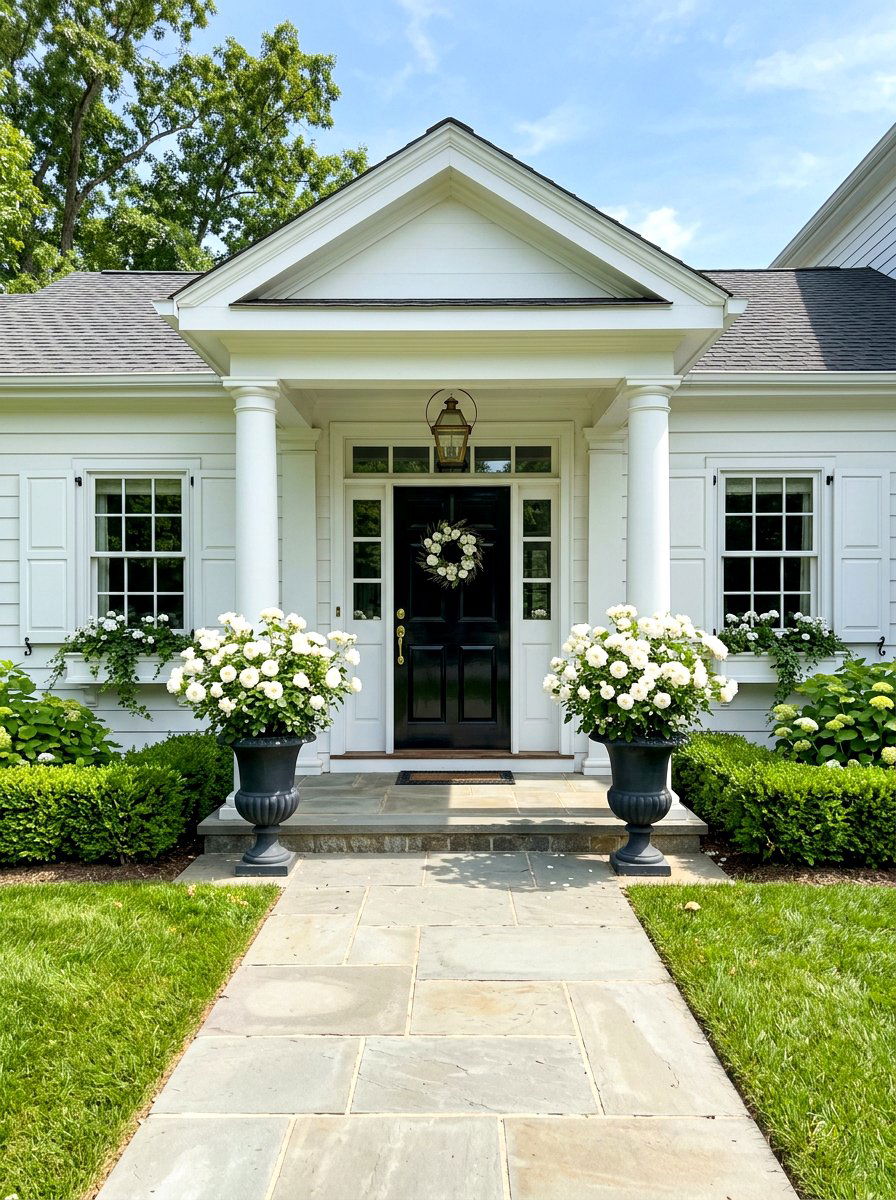 Symmetrical Twin Porch Planters - 30 oversized planter curb appeal ideas