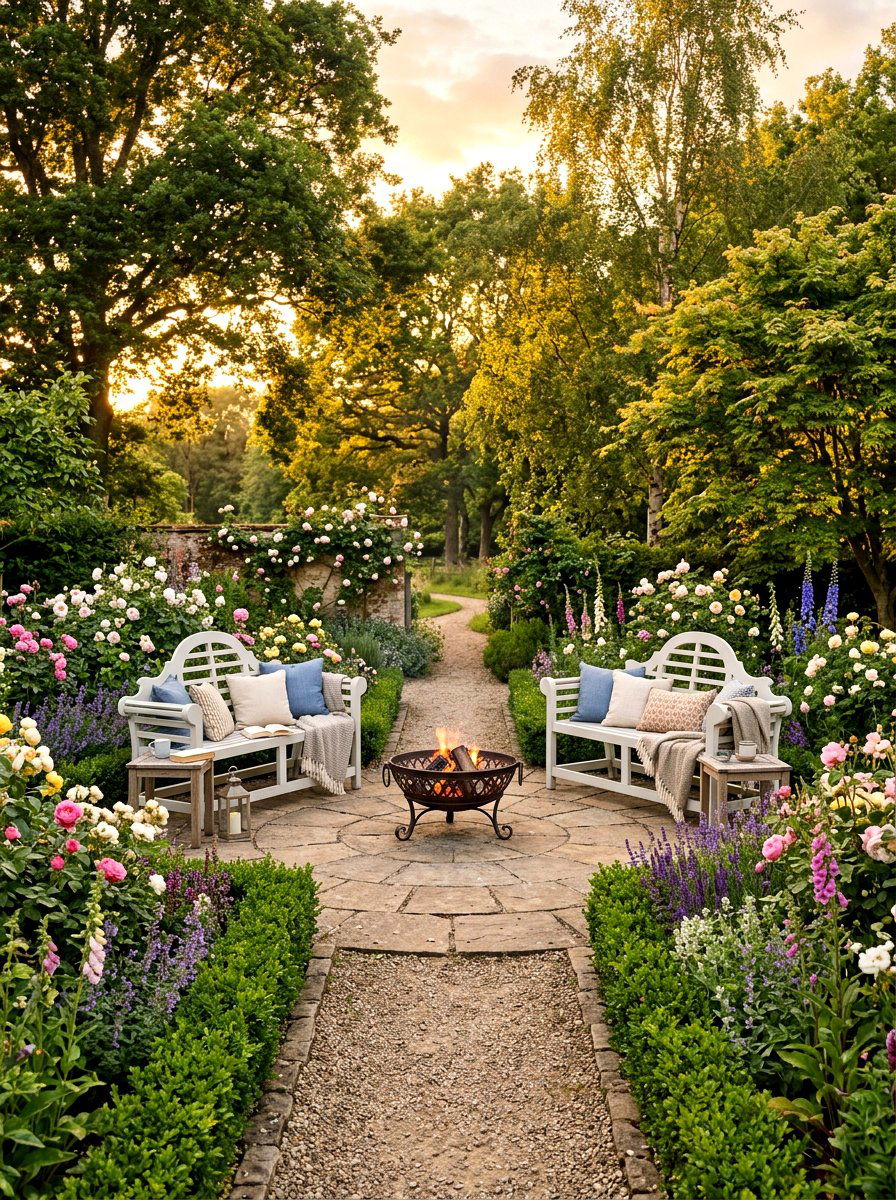Symmetrical Twin Seating Area Garden - 30 symmetrical front yard ideas