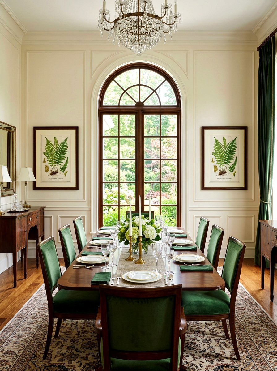 Symmetrical Wall Decor - 30 warm traditional dining room ideas