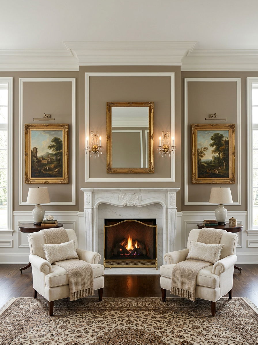 Symmetrical Wall Frame Layout - 30 removable wall molding ideas