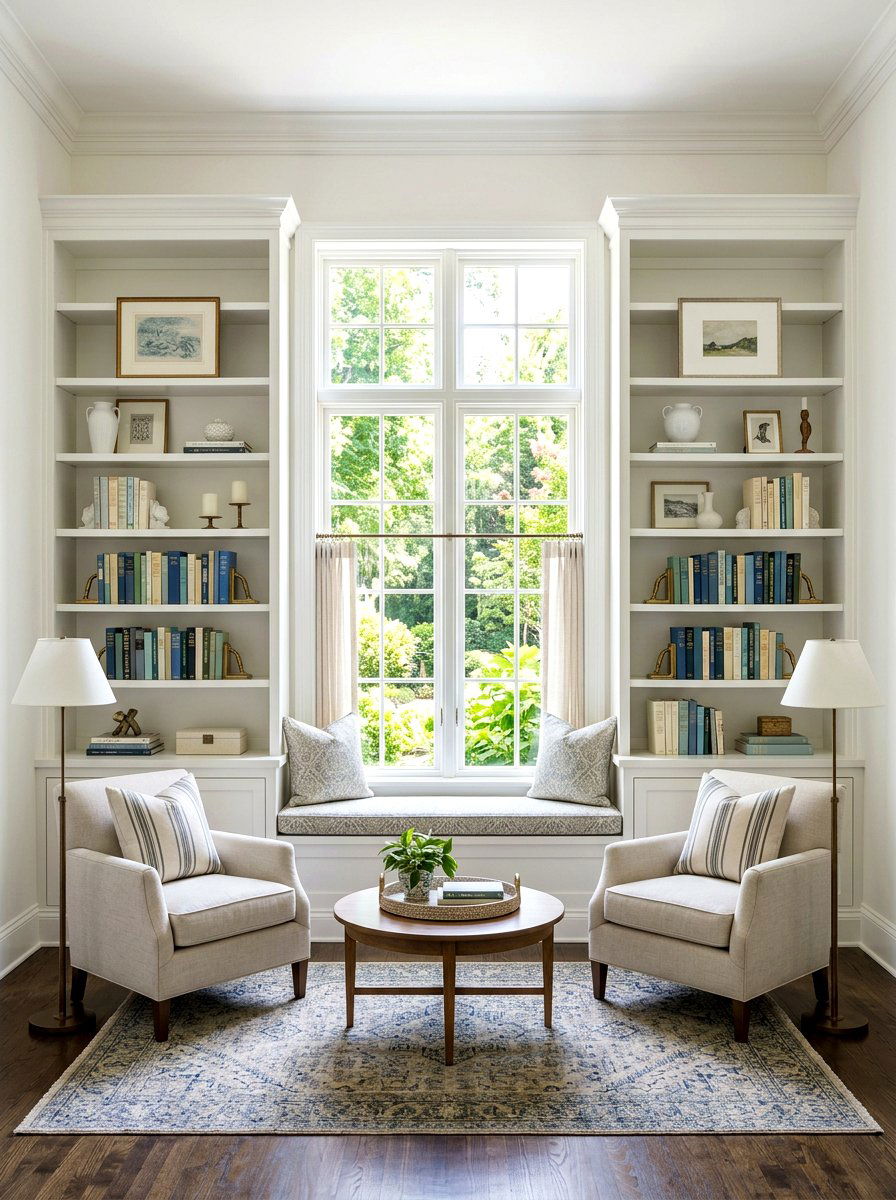 Symmetrical bookshelf layout - 30 bookshelf styling living room ideas