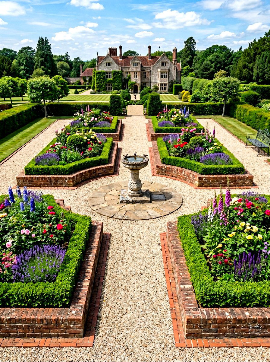 Symmetrical brick garden layout - 30 brick raised bed ideas