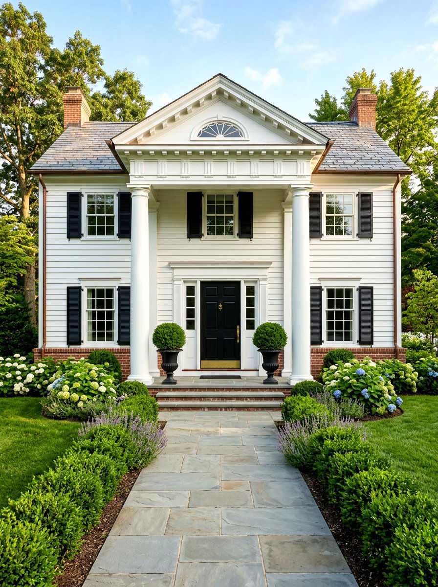 Symmetrical colonial entryway facade - 30 symmetrical curb appeal ideas