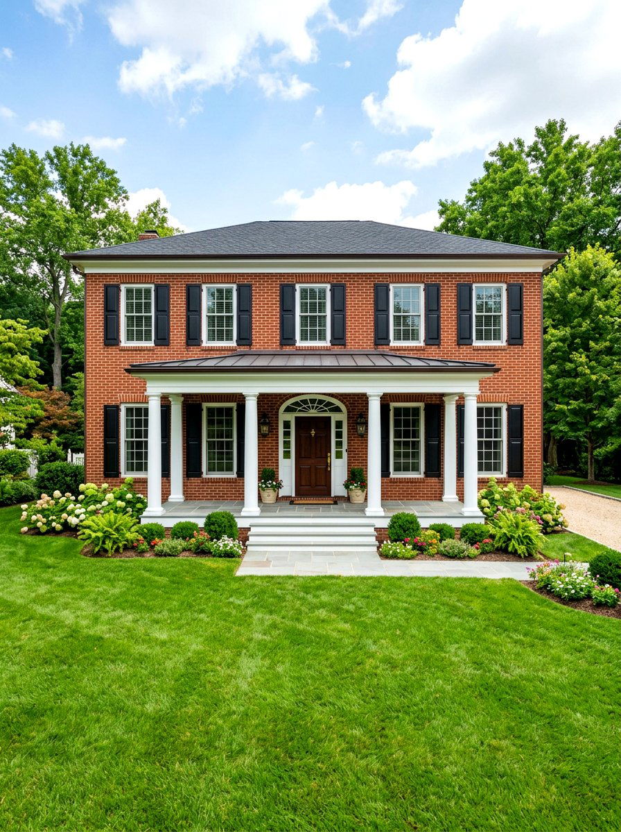 Symmetrical colonial front porch - 30 colonial front porch ideas