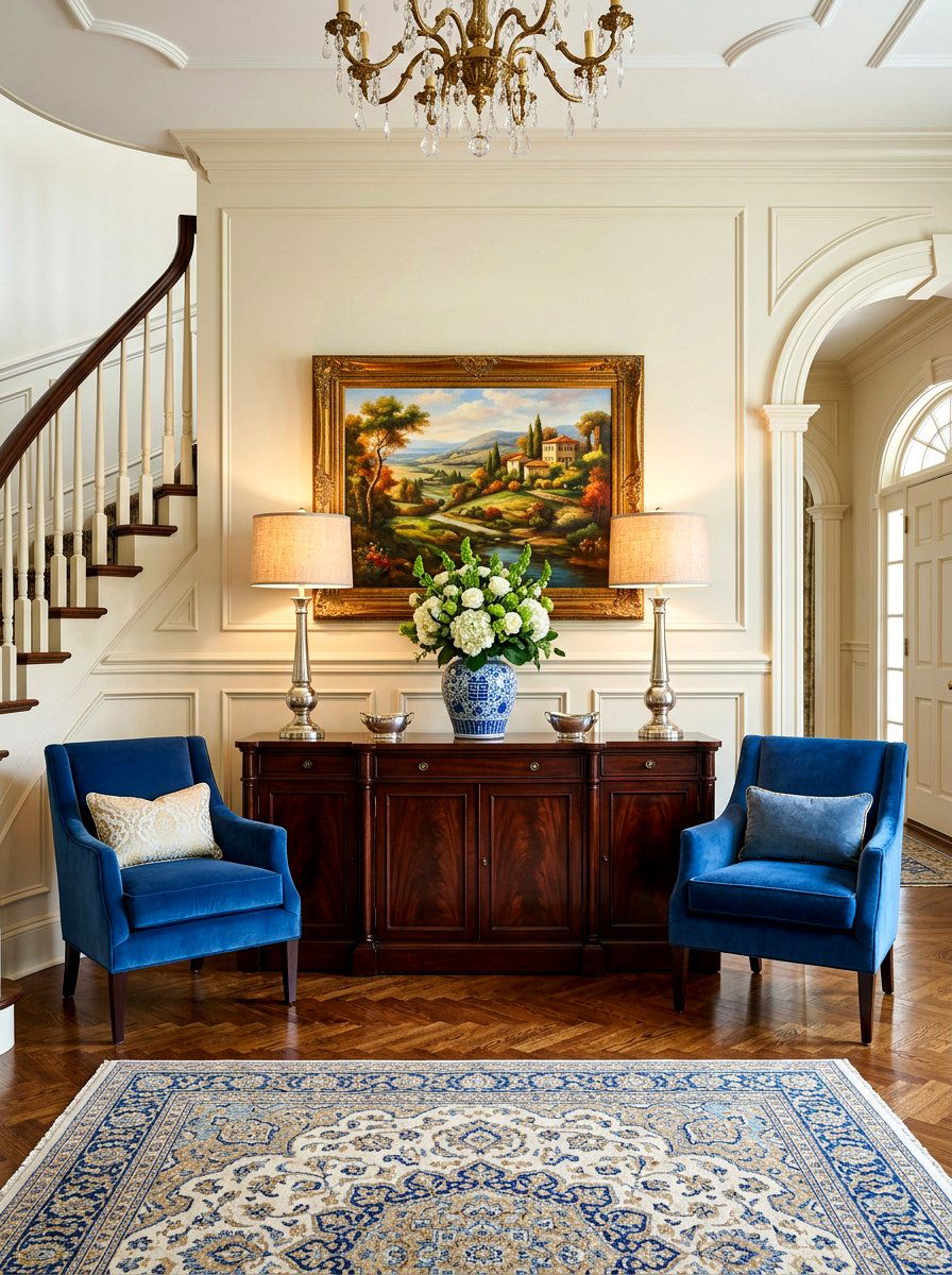 Symmetrical entryway foyer styling - 30 entryway decor ideas