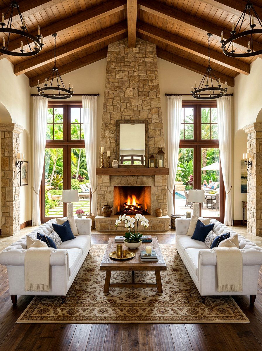 Symmetrical fireplace pavilion setup - 30 pavilion fireplace ideas