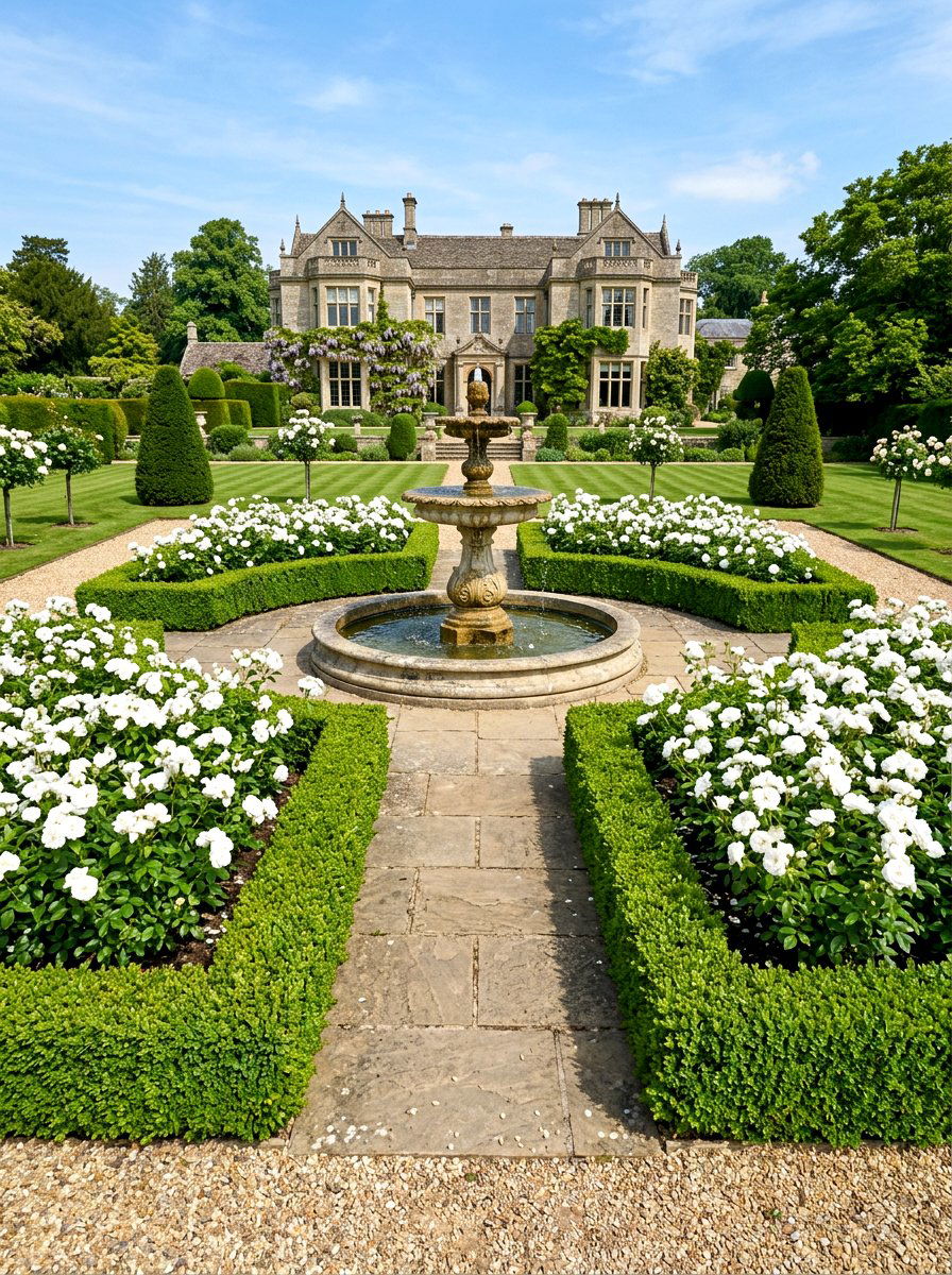 Symmetrical formal flower bed - 30 flower bed layout ideas