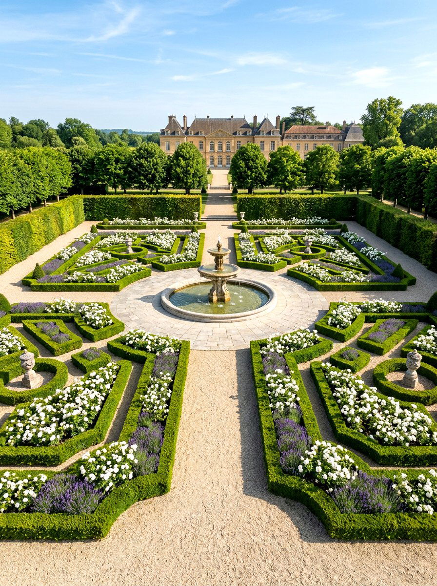 Symmetrical formal parterre garden - 30 symmetrical curb appeal ideas