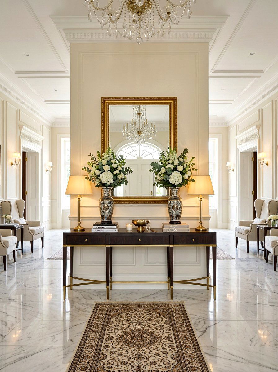 Symmetrical foyer arrangement - 30 foyer console styling ideas