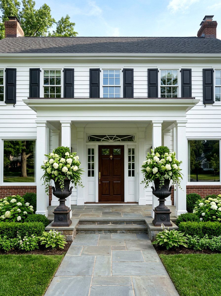 Symmetrical front porch urns - 30 porch urn planter ideas