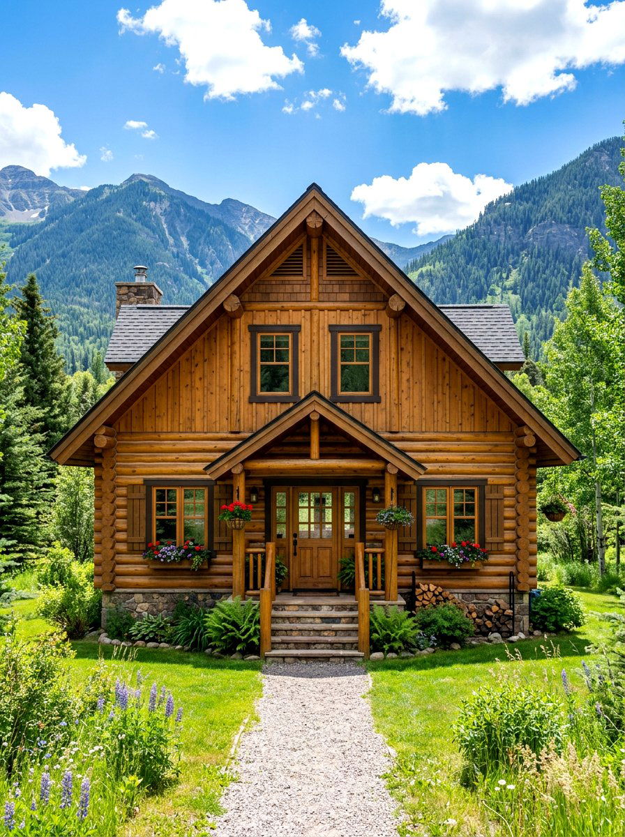 Symmetrical gable roof cabin - 30 cabin exterior ideas