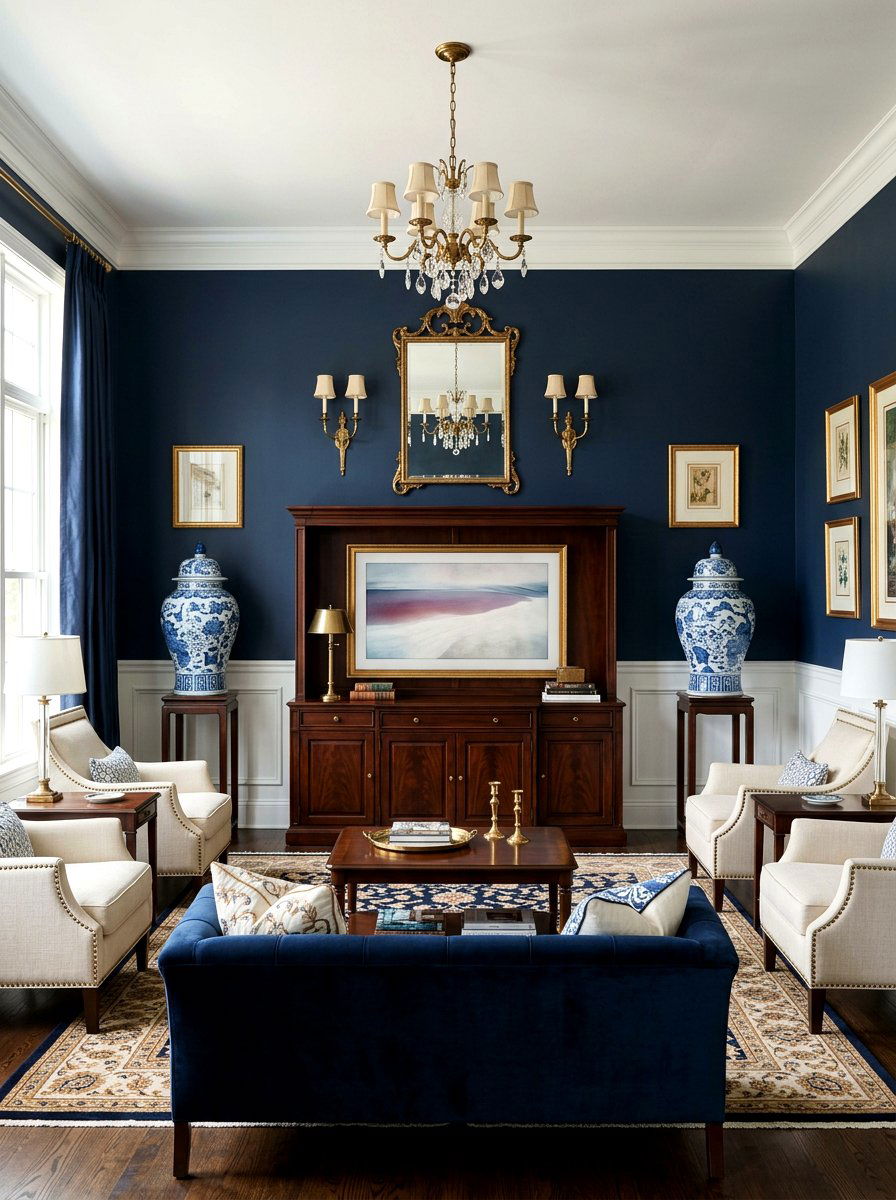 Symmetrical ginger jar arrangement - 30 ginger jar living room ideas