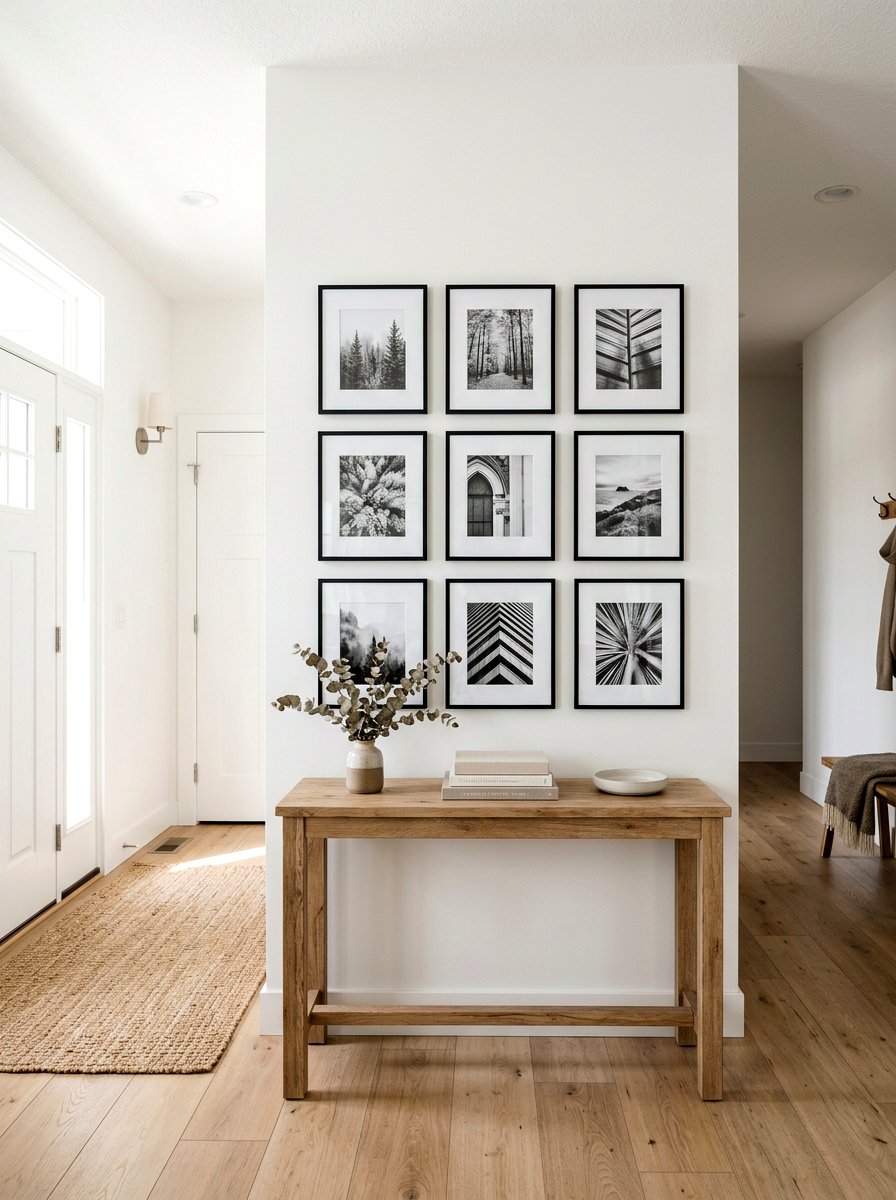 Symmetrical grid photo wall - 30 salon wall ideas
