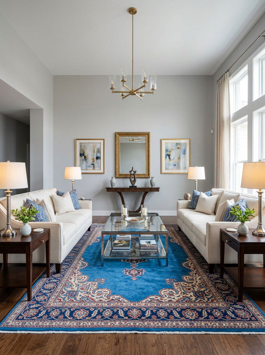 Symmetrical living room furniture layout - 30 no fireplace living room ideas
