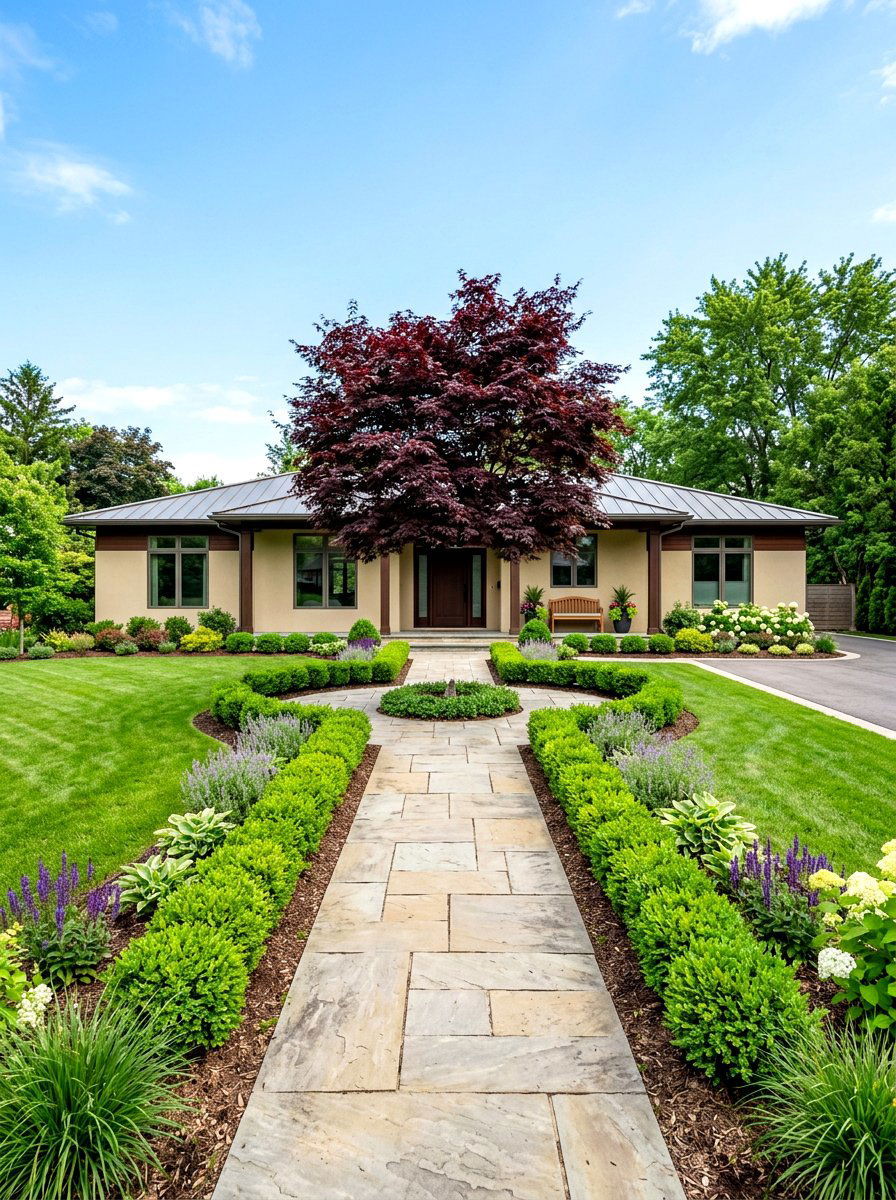 Symmetrical ranch home landscaping - 30 symmetrical curb appeal ideas