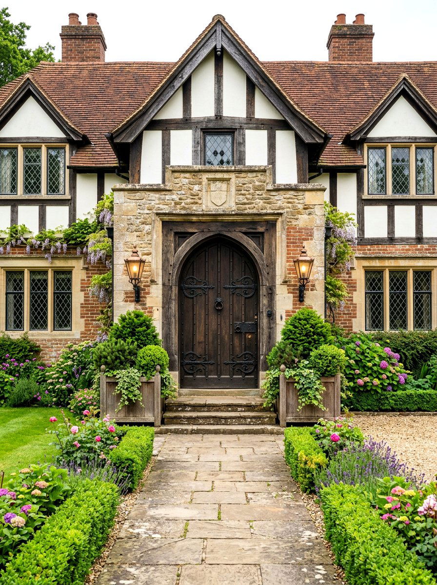 Symmetrical tudor house entry - 30 symmetrical curb appeal ideas