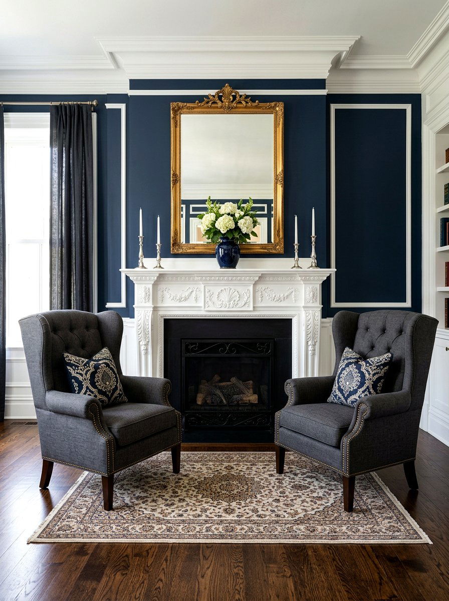 Symmetrical wingback chairs - 30 hearth seating ideas