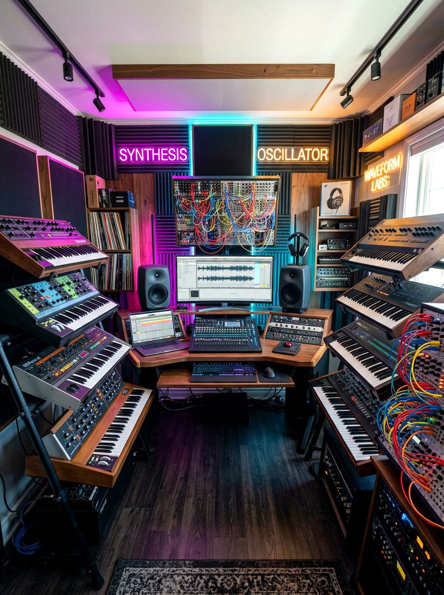 Synthesizer workstation room design - 30 recording room ideas