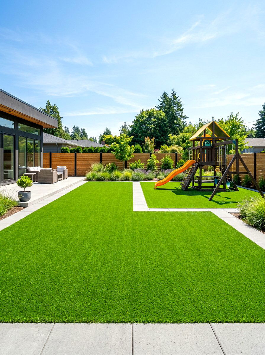 Synthetic Turf Lawn - 30 modern backyard ideas