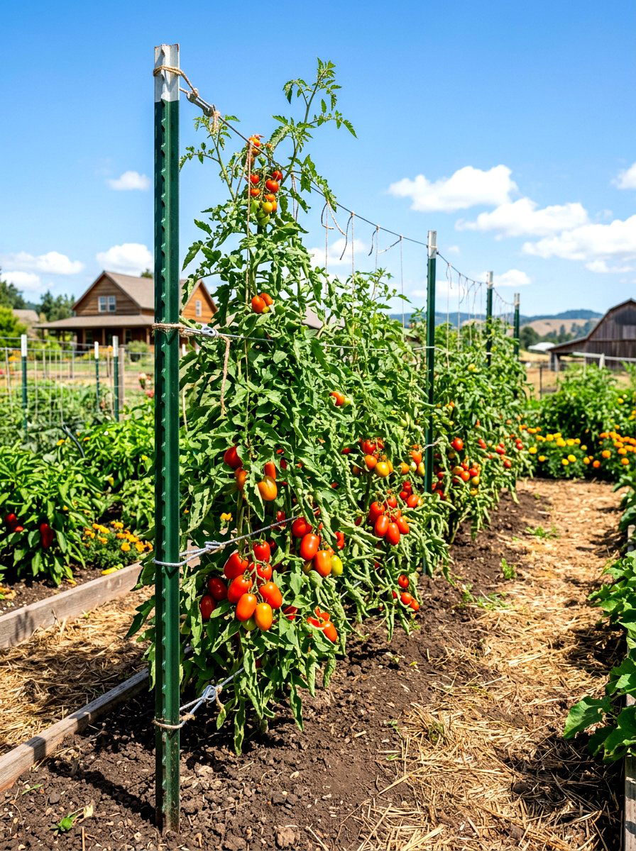 T Post Garden Trellis - 30 vertical garden trellis ideas