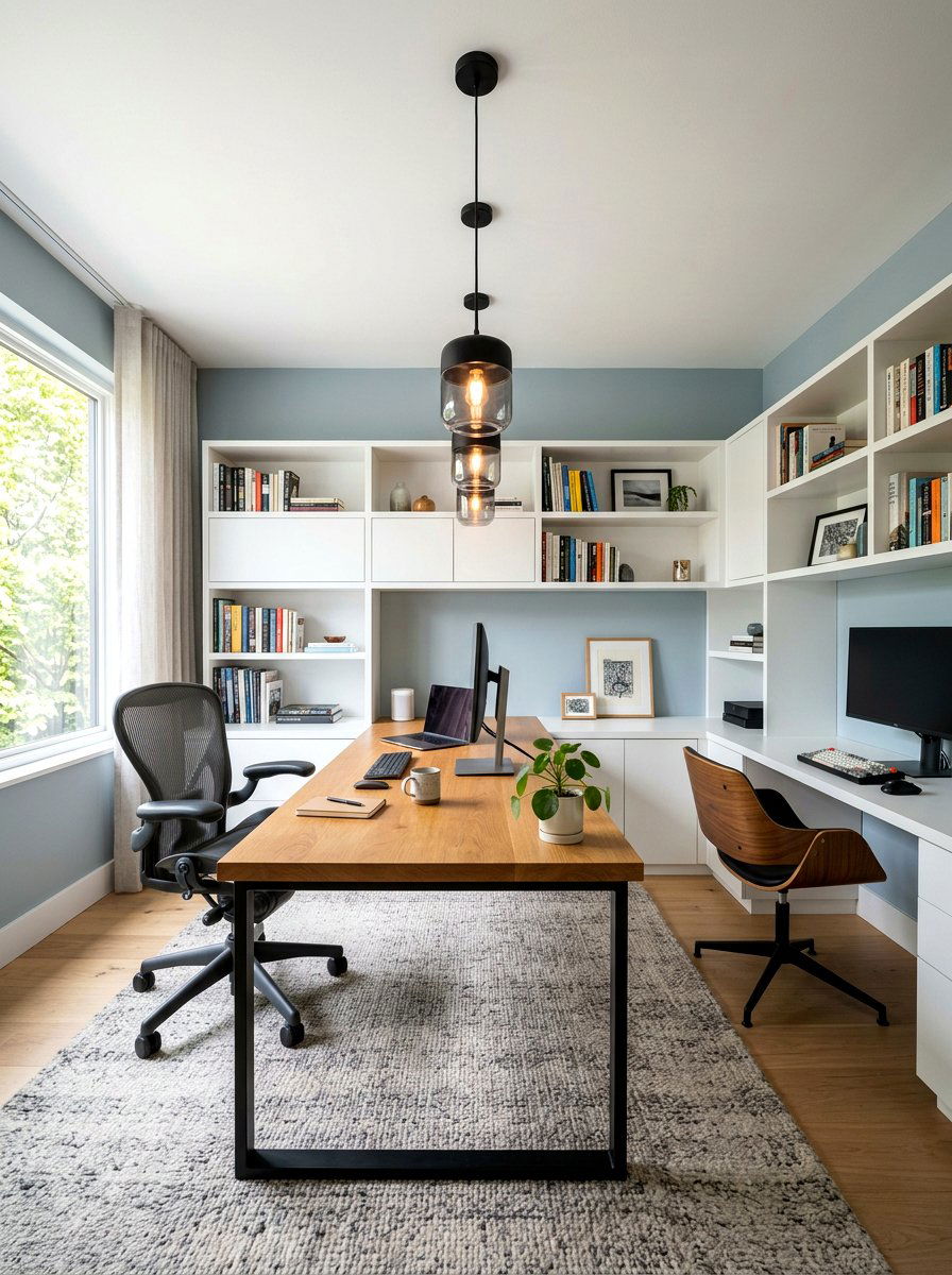 T Shaped Desk Configuration - 30 shared office ideas