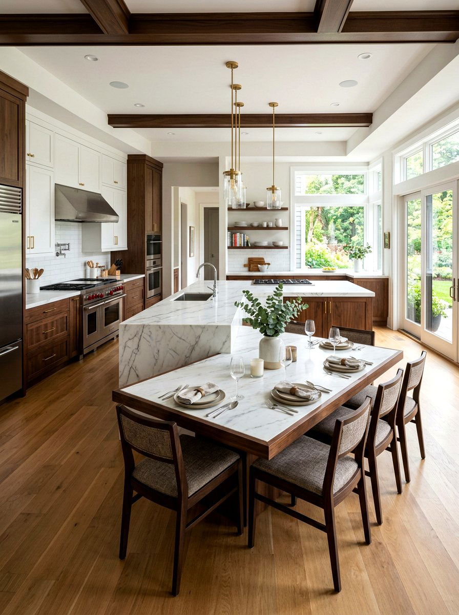 T Shaped Island Dining - 30 kitchen island seating ideas