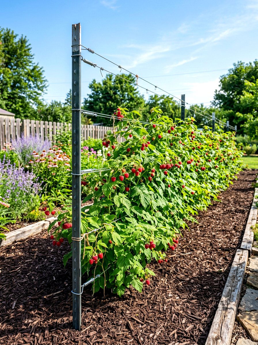 T post raspberry trellis - 30 raspberry trellis ideas