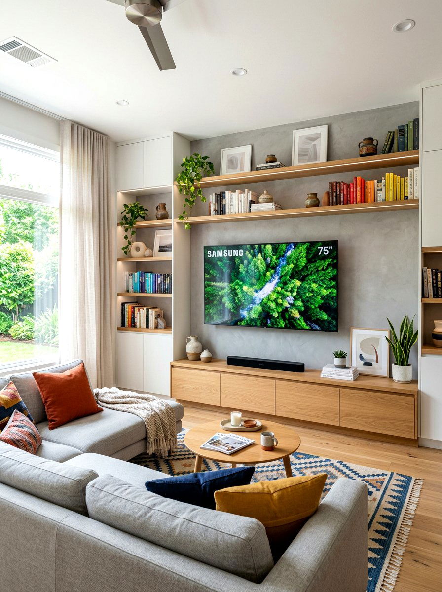 TV Wall Living Room - 30 rectangle living room layout ideas