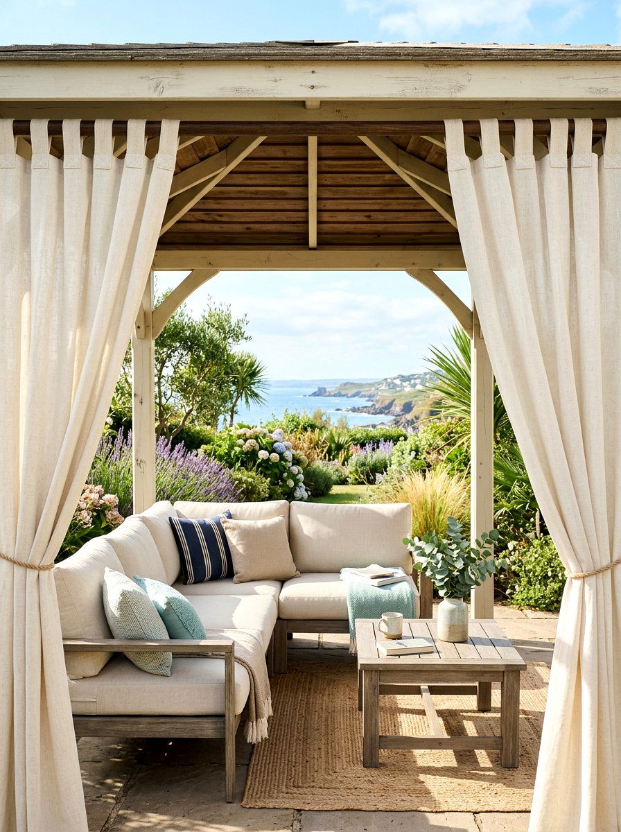 Tab Top Linen Curtain - 30 gazebo curtain ideas