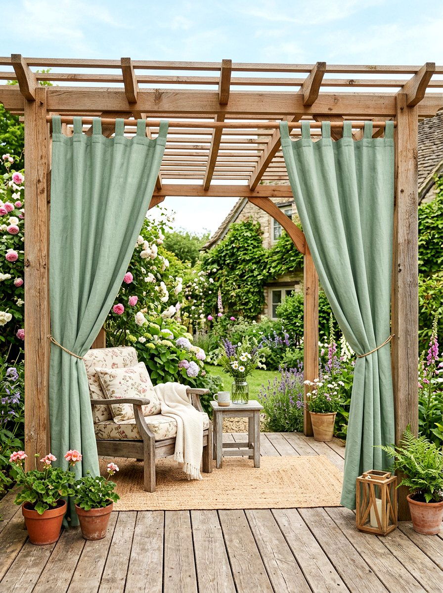 Tab top curtains - 30 pergola curtain ideas
