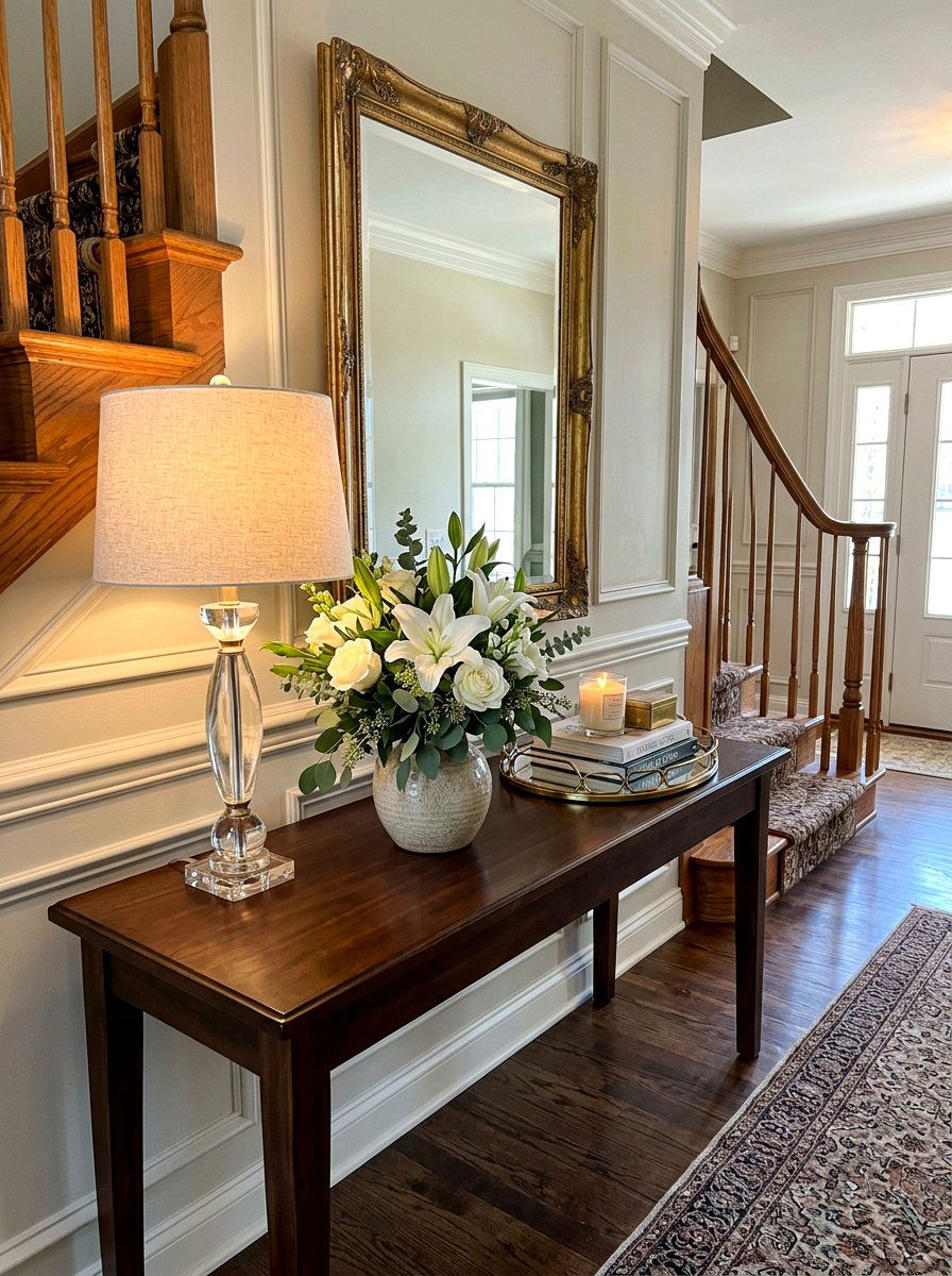 Table Lamp Console Styling - 30 spring entry table ideas