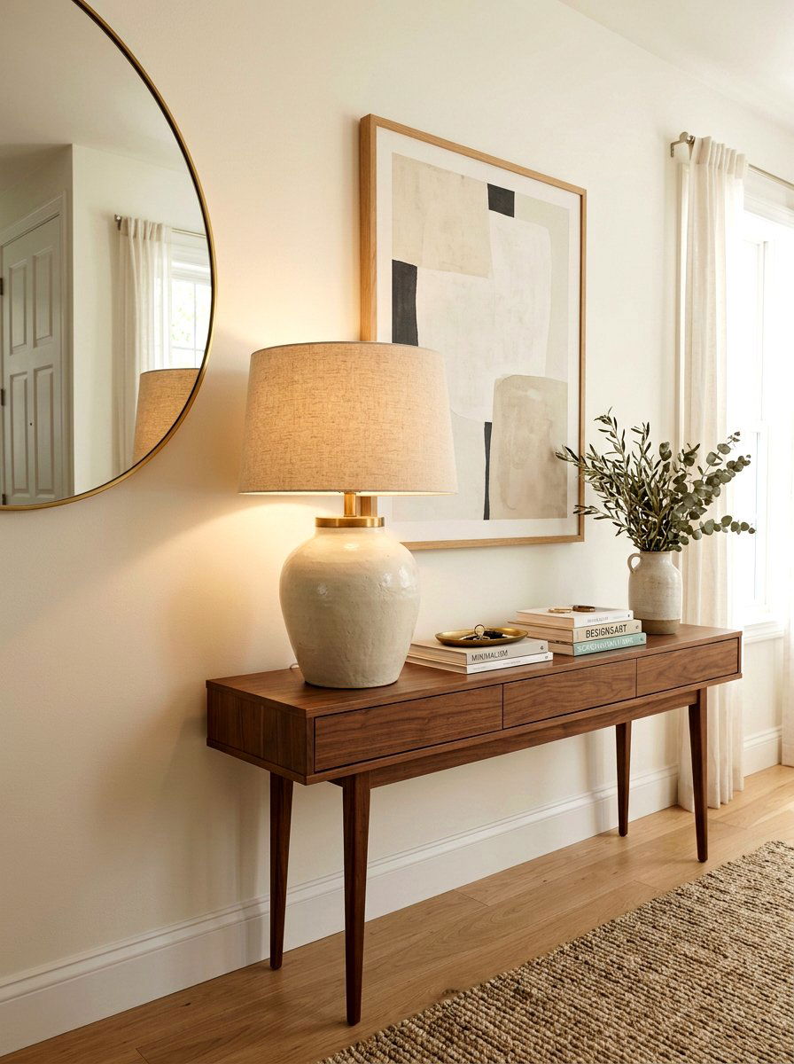 Table lamp for console - 30 rental entryway ideas