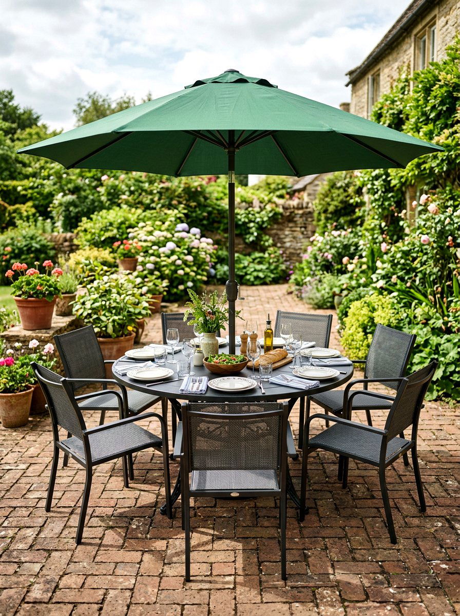 Table with umbrella - 30 patio furniture ideas