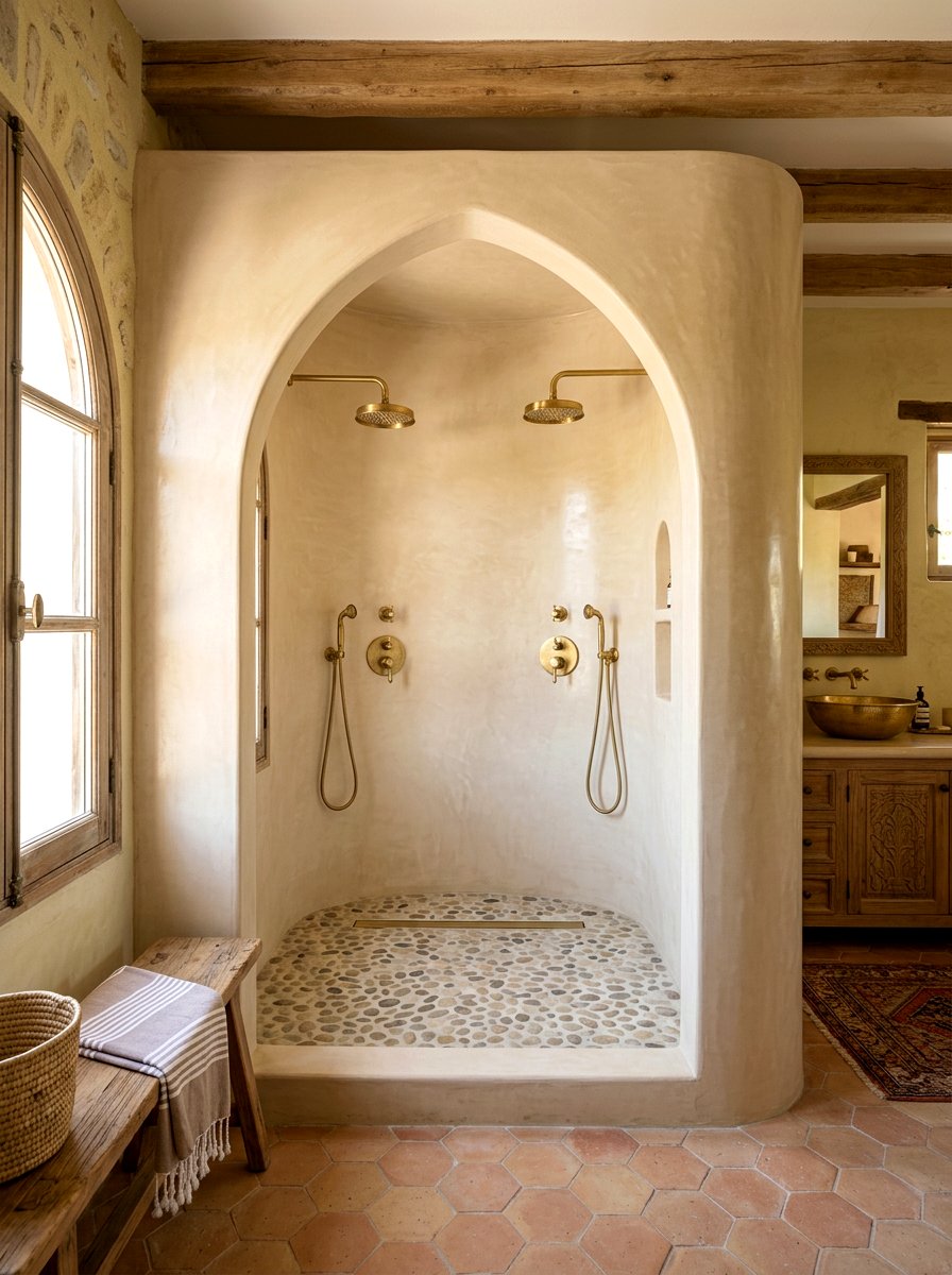 Tadelakt Double Shower Wall - 30 double shower wall ideas