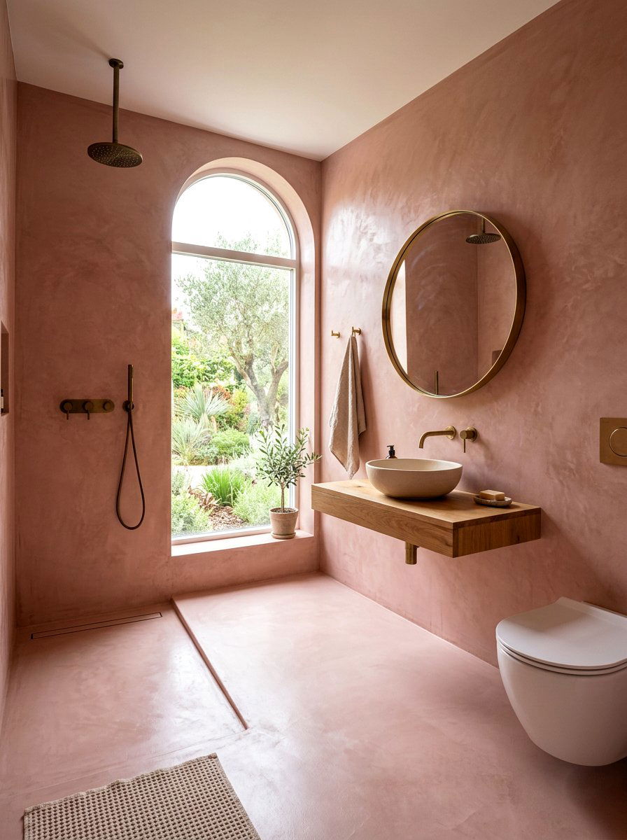 Tadelakt Lime Plaster Walls - 30 eco bathroom ideas