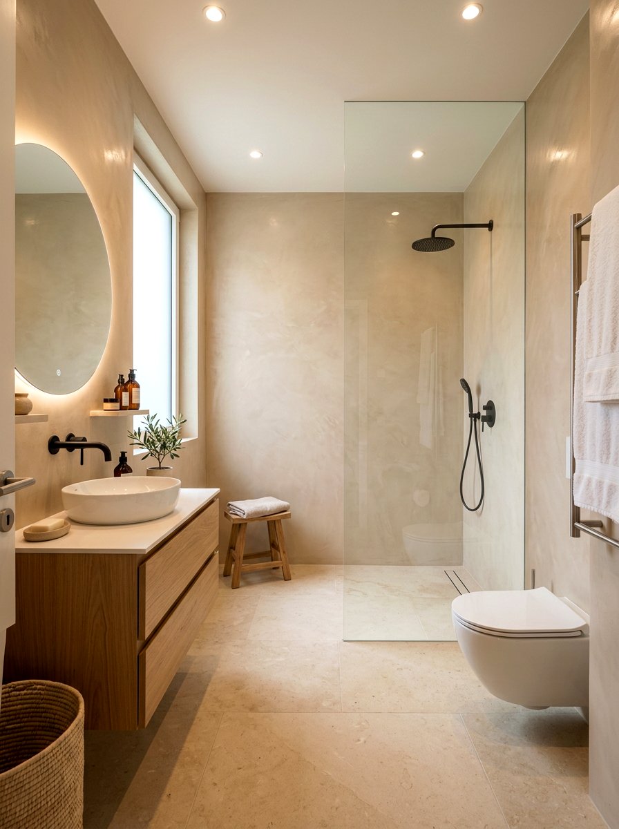 Tadelakt Plaster Wall - 30 Parisian bathroom ideas